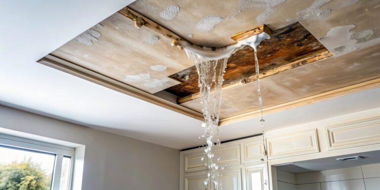 Severe ceiling water damage with active leak and exposed drywall in residential home requiring emergency water damage restoration services by Paul Davis Restoration of Southeast MO, Carbondale & Paducah